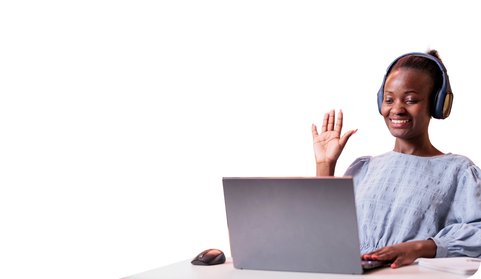 A Woman operating a Laptop